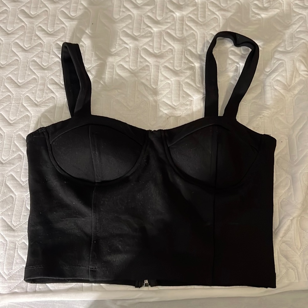 Cropped zip up bustier top